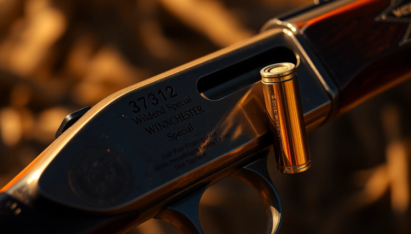 Detailed shot of a 32WIN cartridge in a vintage lever-action rifle, highlighting historical hunting firearm details for enthusiasts.