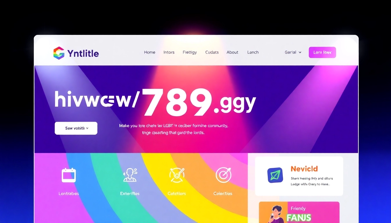 Interactive homepage featuring https://789f.gay with vibrant colors and user-focused design elements tailored for LGBTQ+ community engagement, accessible and inviting.