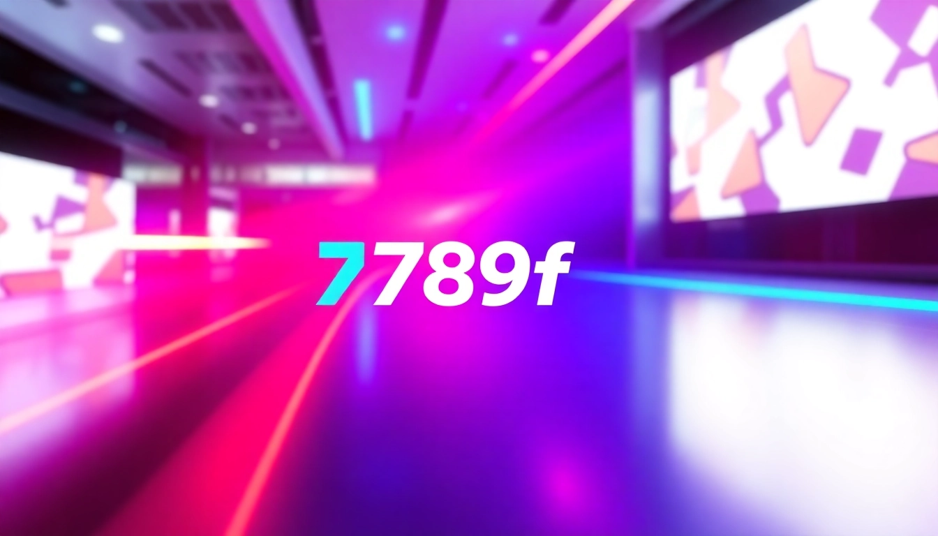 789f branding logo displayed on a high-tech screen with vibrant neon accents, emphasizing digital innovation and reliability.