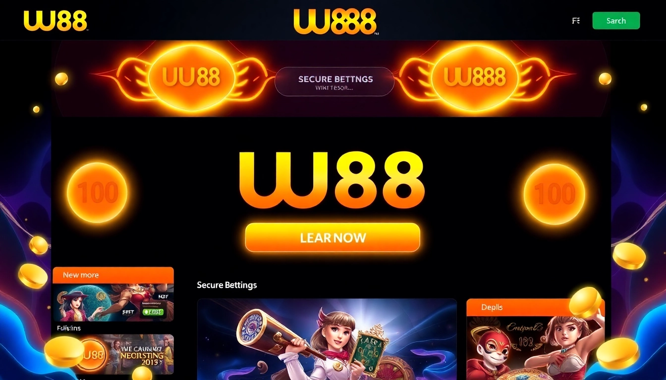 UU88 online casino platform showcasing secure gaming interface with bold branding and user-friendly design, emphasizing safety and reliability.