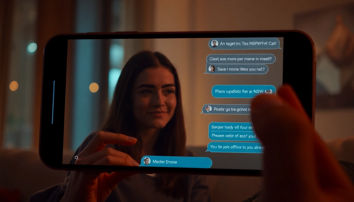 AI girlfriend engaging in unfiltered NSFW chat on a smartphone screen, emphasizing realistic digital companionship for 2025.