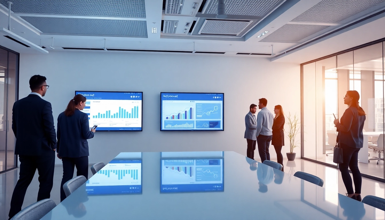 The digital marketing team analyzes httpskjcm.net website metrics on screens in a bright modern