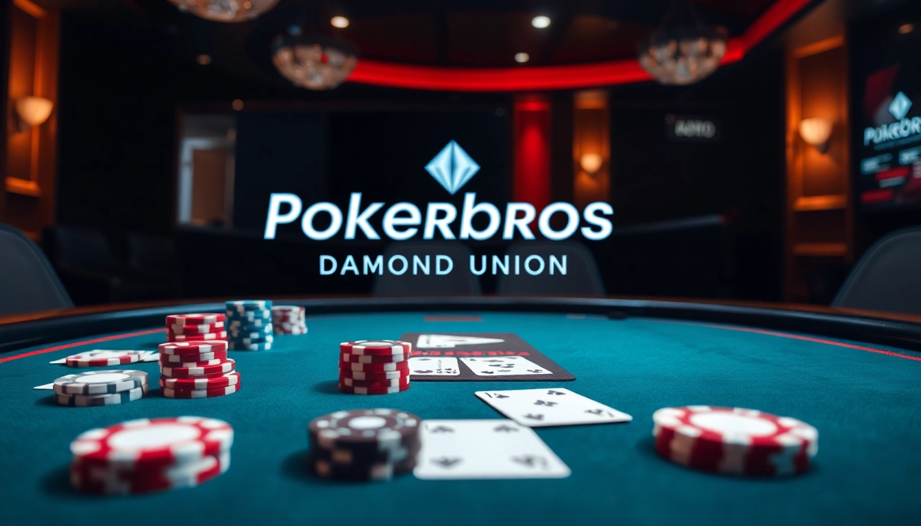 Pokerbros Diamond Union online poker club with players, chips, and strategies displayed vividly.