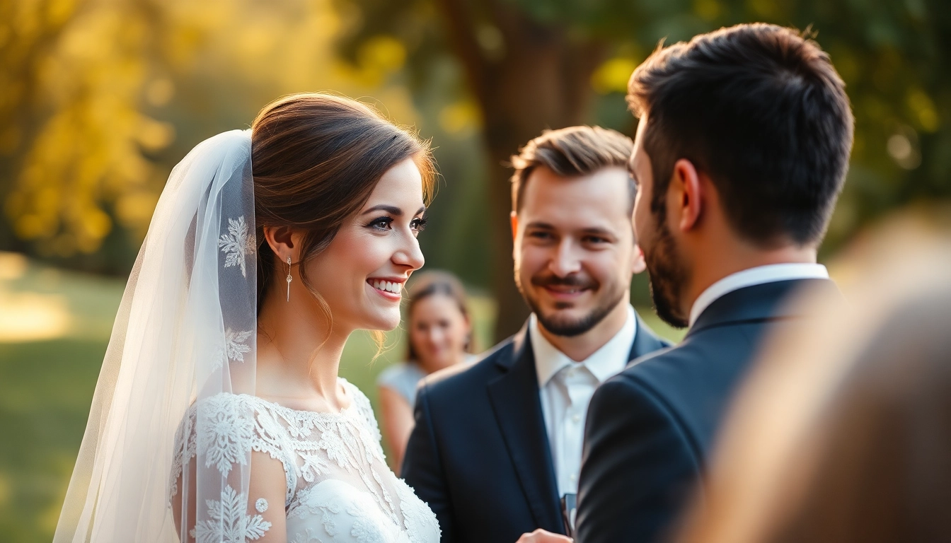 Skilled eskuvo fotos takes candid photos of bride and groom during outdoor wedding ceremony
