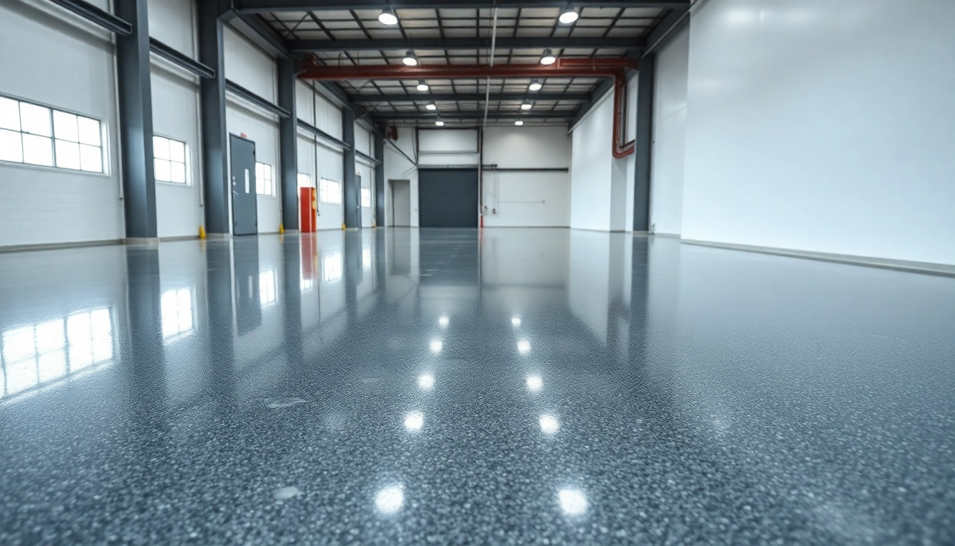 Professional installing epoxy resin floor in a commercial space demonstrating durability and